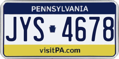 PA license plate JYS4678