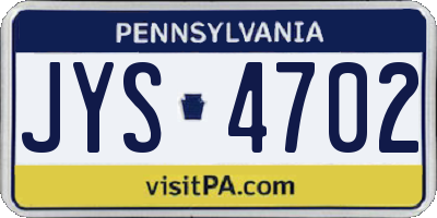 PA license plate JYS4702