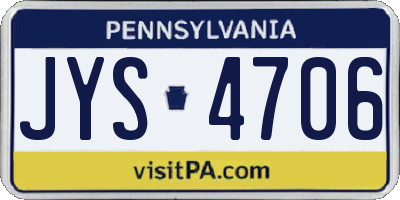 PA license plate JYS4706