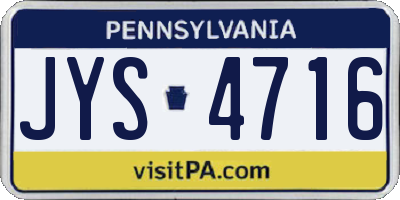 PA license plate JYS4716