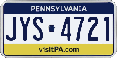 PA license plate JYS4721