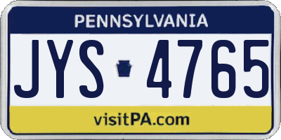 PA license plate JYS4765