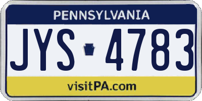 PA license plate JYS4783