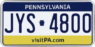PA license plate JYS4800