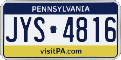 PA license plate JYS4816