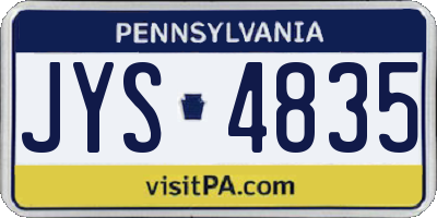 PA license plate JYS4835
