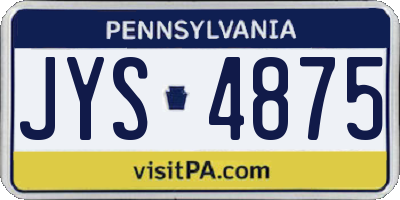 PA license plate JYS4875