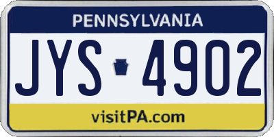 PA license plate JYS4902