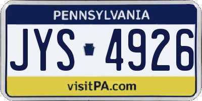 PA license plate JYS4926