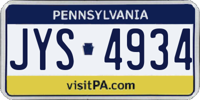 PA license plate JYS4934