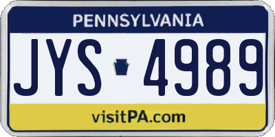PA license plate JYS4989