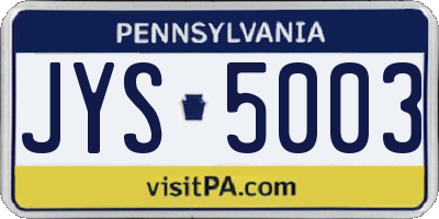 PA license plate JYS5003