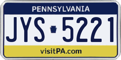 PA license plate JYS5221