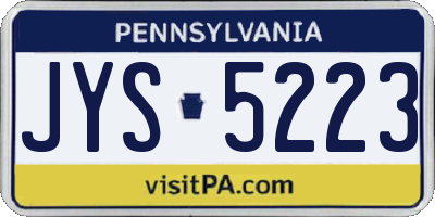 PA license plate JYS5223