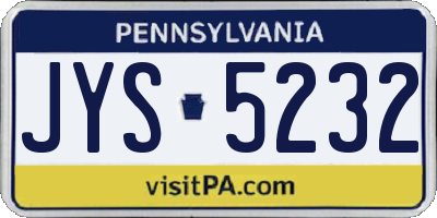 PA license plate JYS5232
