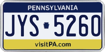 PA license plate JYS5260