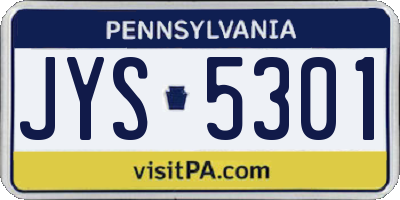 PA license plate JYS5301