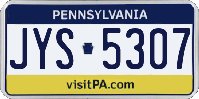 PA license plate JYS5307
