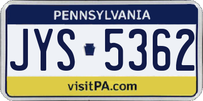 PA license plate JYS5362
