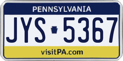 PA license plate JYS5367