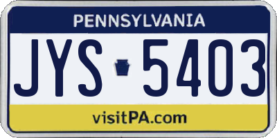 PA license plate JYS5403
