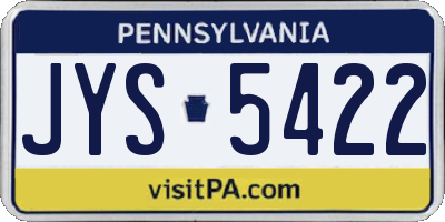 PA license plate JYS5422