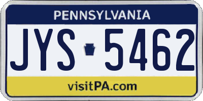 PA license plate JYS5462