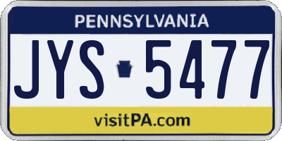 PA license plate JYS5477