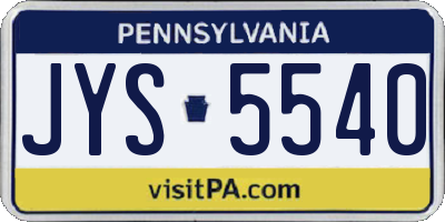 PA license plate JYS5540