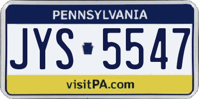PA license plate JYS5547