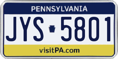 PA license plate JYS5801