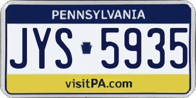 PA license plate JYS5935