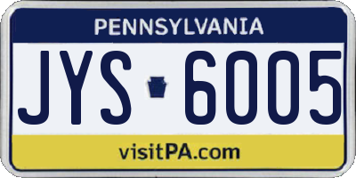 PA license plate JYS6005