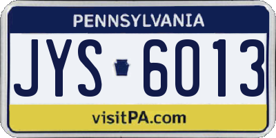 PA license plate JYS6013