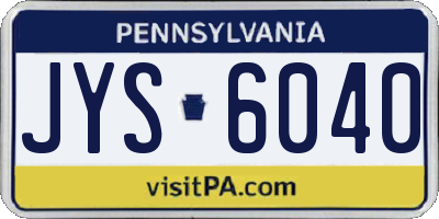 PA license plate JYS6040
