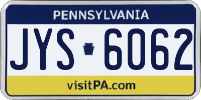 PA license plate JYS6062