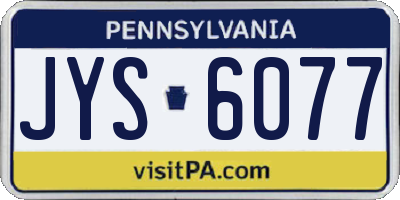 PA license plate JYS6077