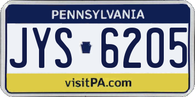 PA license plate JYS6205