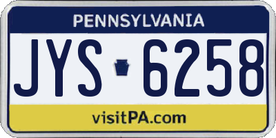 PA license plate JYS6258