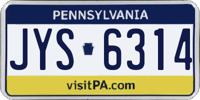 PA license plate JYS6314