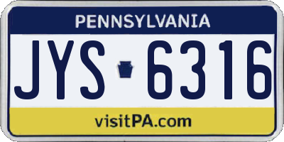 PA license plate JYS6316