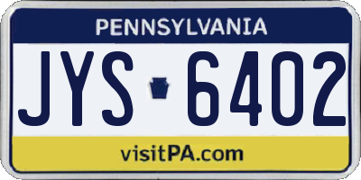 PA license plate JYS6402