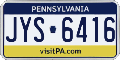 PA license plate JYS6416