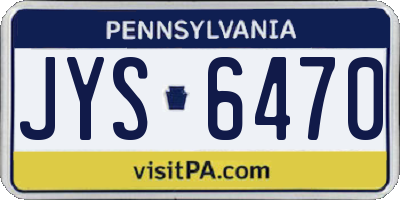 PA license plate JYS6470