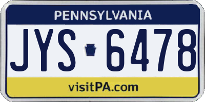 PA license plate JYS6478