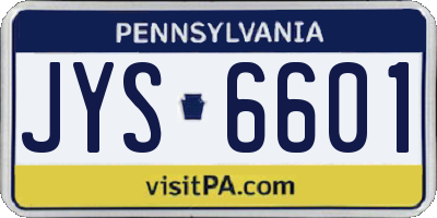 PA license plate JYS6601