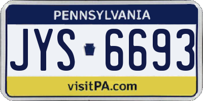 PA license plate JYS6693