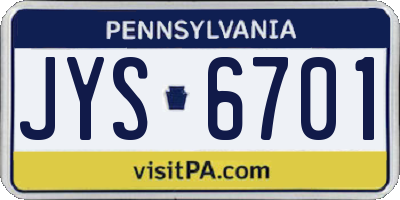 PA license plate JYS6701