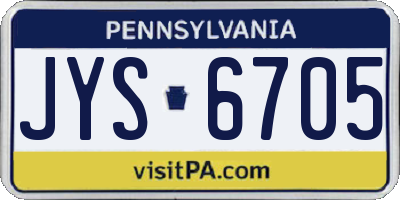 PA license plate JYS6705