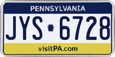PA license plate JYS6728